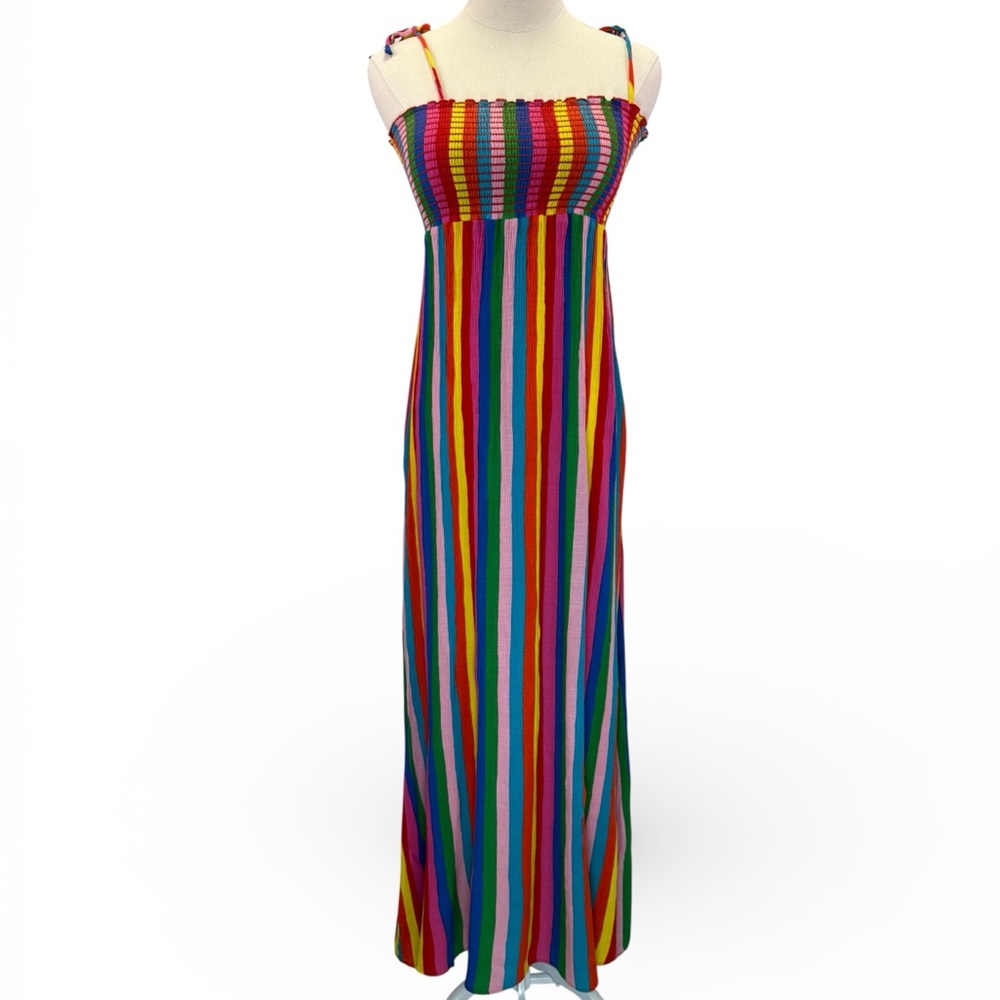Show Me Your Mumu Maggie Maxi‎ Dress Tulum Stripe Rainbow Size S